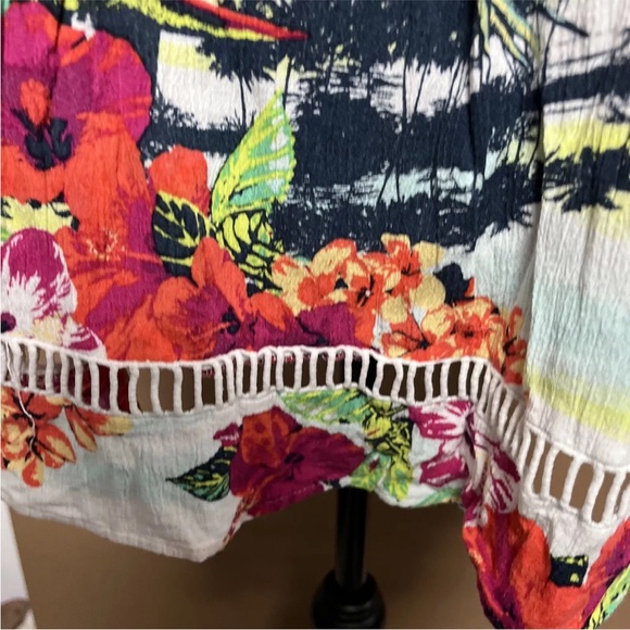westbound woman tops size 3x hawaiian Beach Multi Color 100% Rayon - Picture 3 of 8